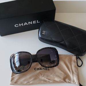 Chanel Black Lace CC logo sunglasses